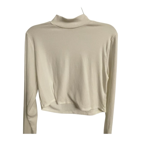 Source Unknown Tops - White Long Sleeve Crop Top